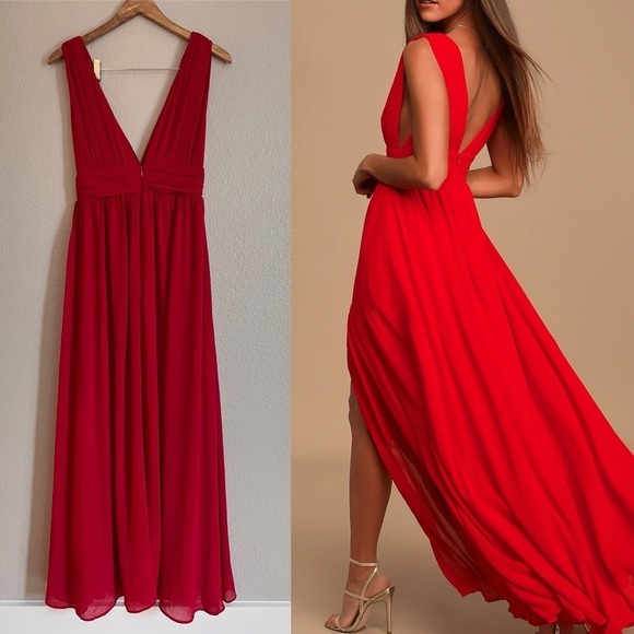 NWOT Heavenly Hues Red Maxi Dress Gown Gala - Picture 3 of 6